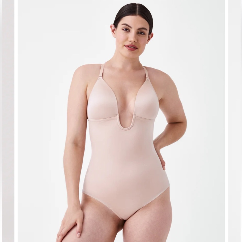 Spanx Suit Your Fancy Shaping Plunge Low Back Thing Bodysuit